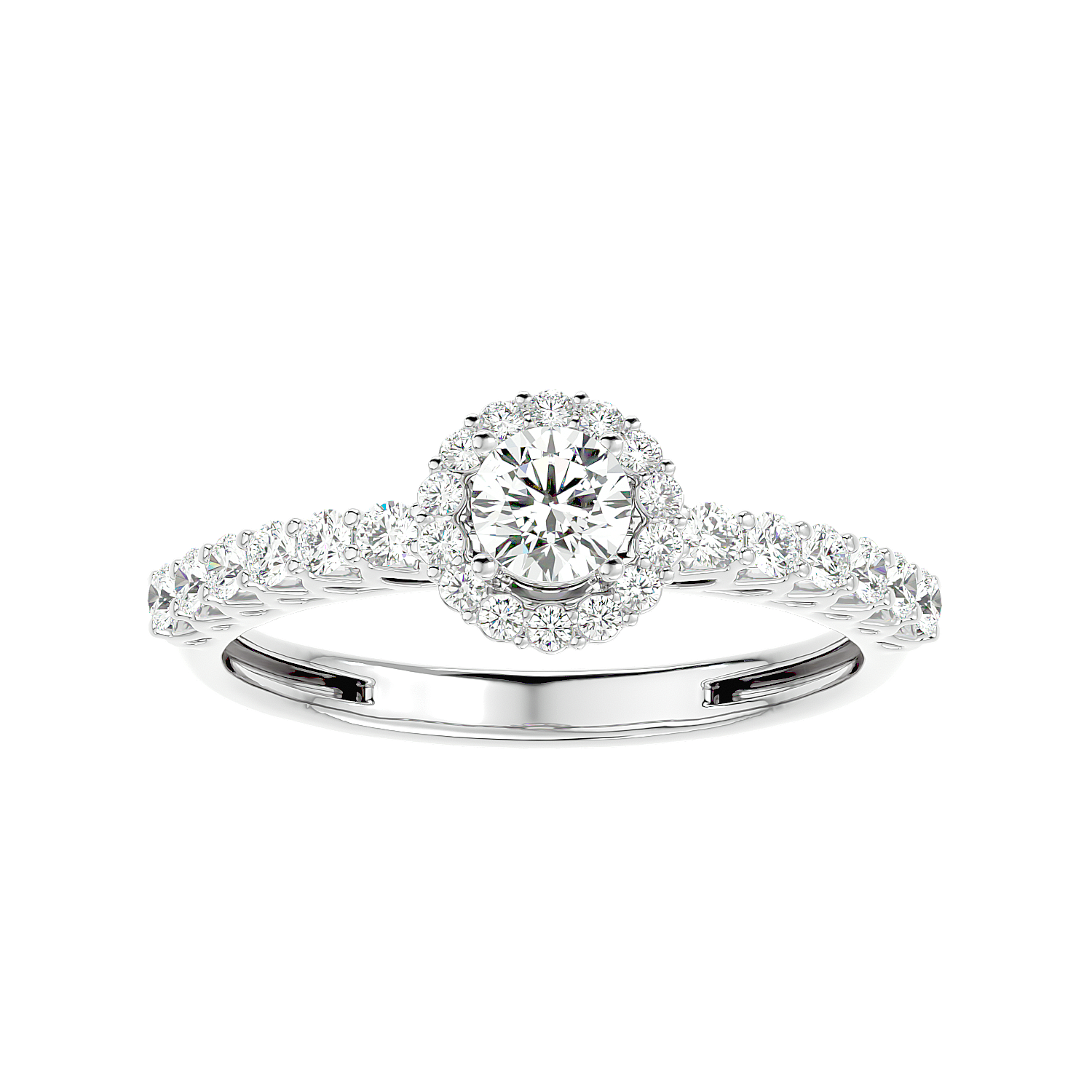 Classic Halo Pave Diamond Ring