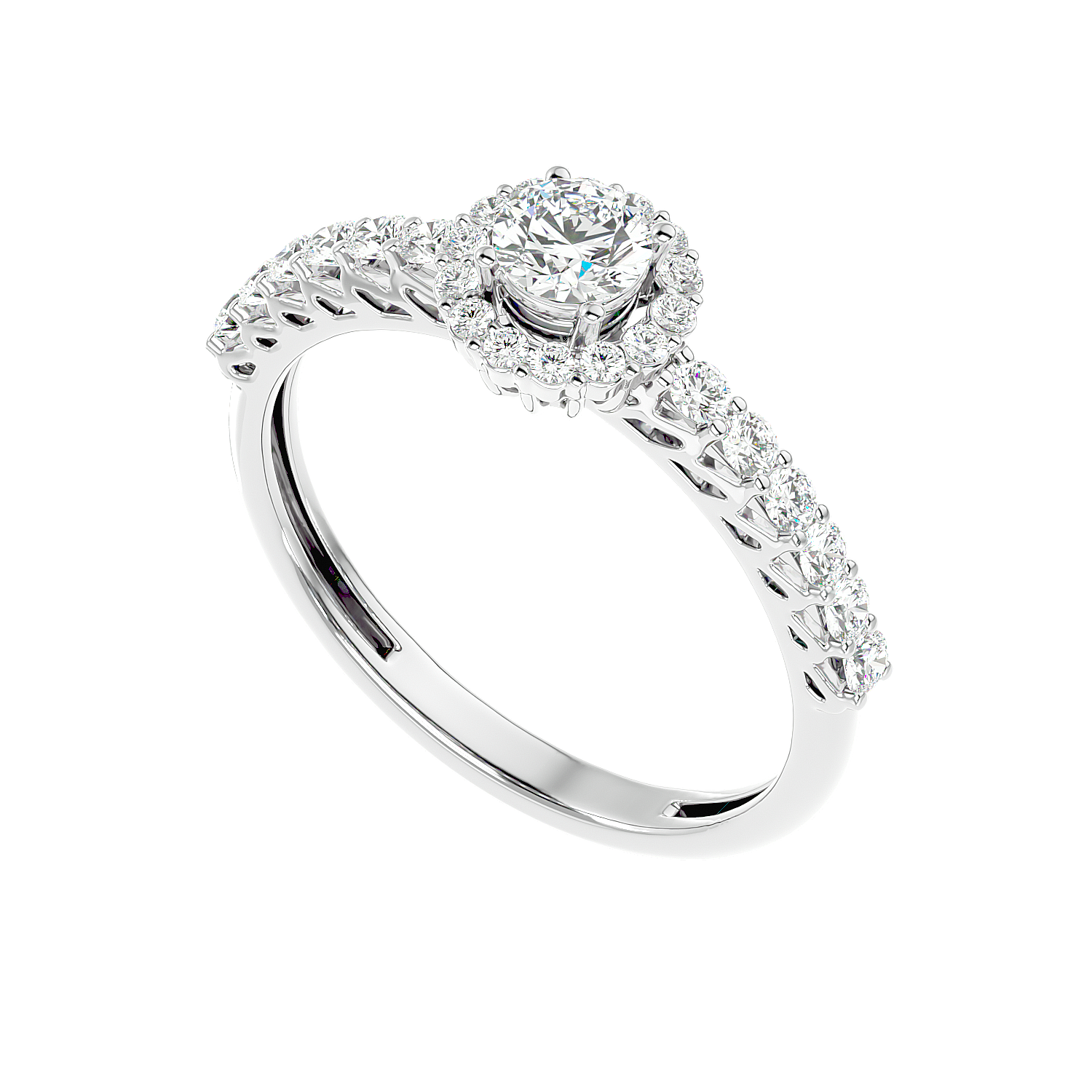 Classic Halo Pave Diamond Ring