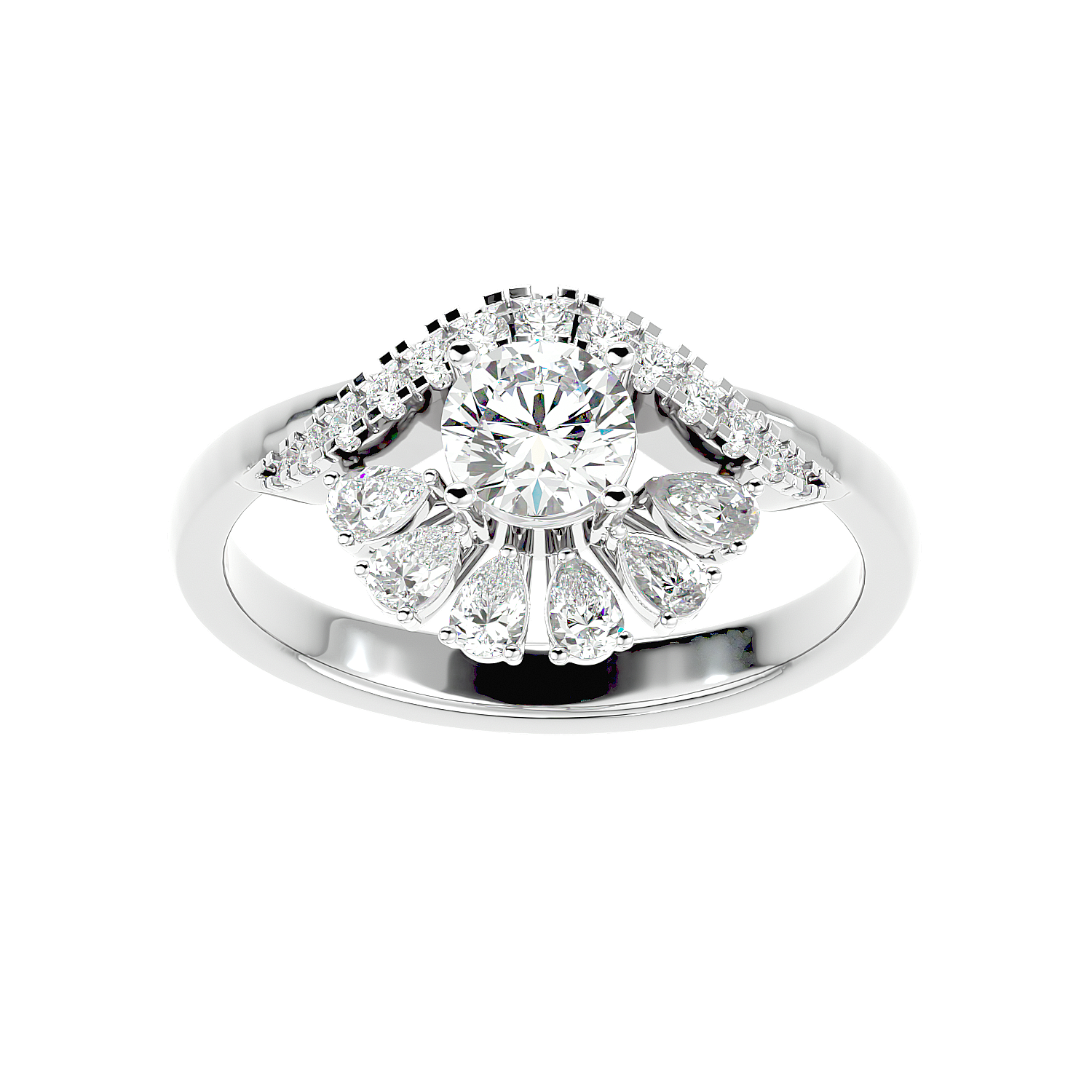 Floral Petal Diamond Ring