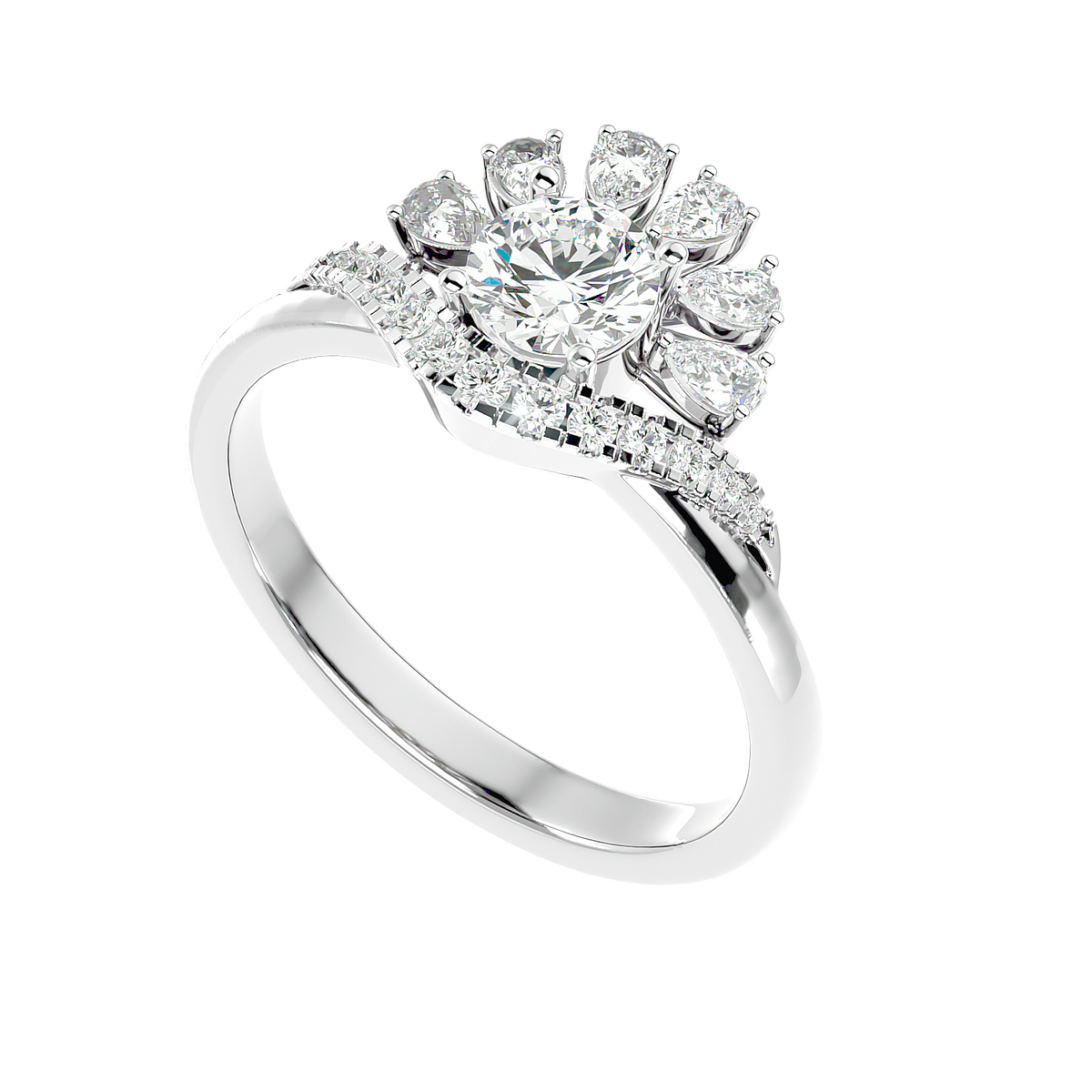 Floral Petal Diamond Ring