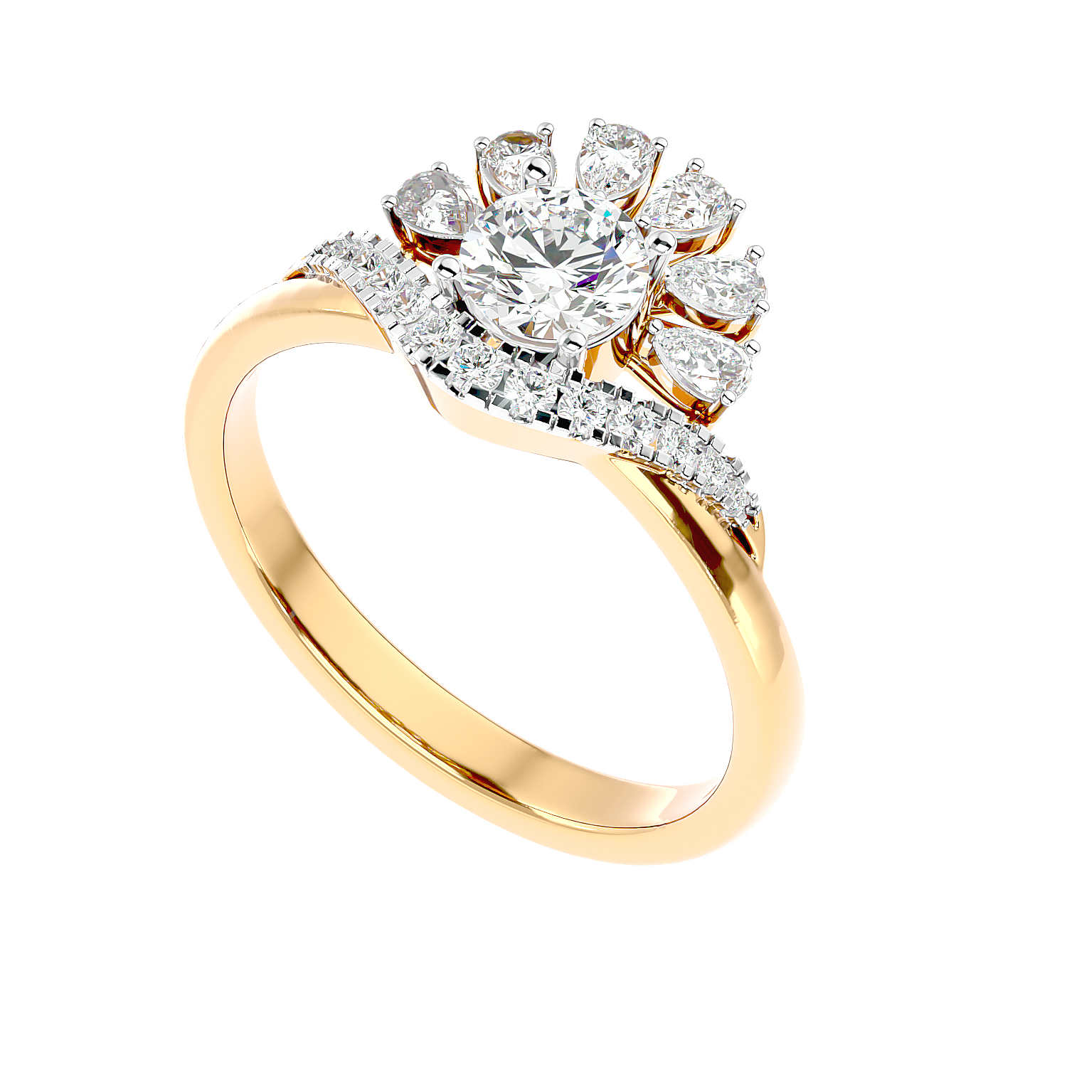 Floral Petal Diamond Ring