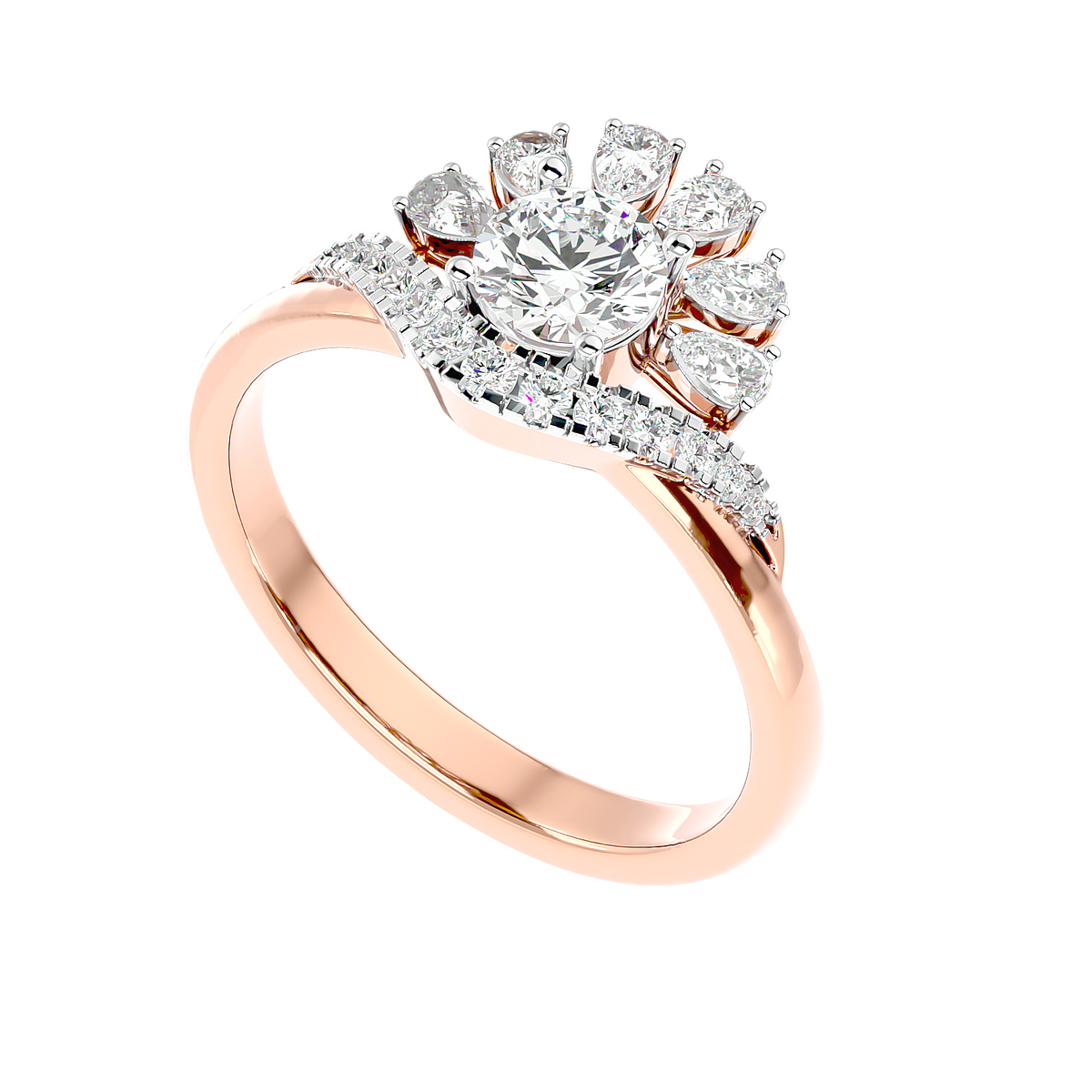 Floral Petal Diamond Ring