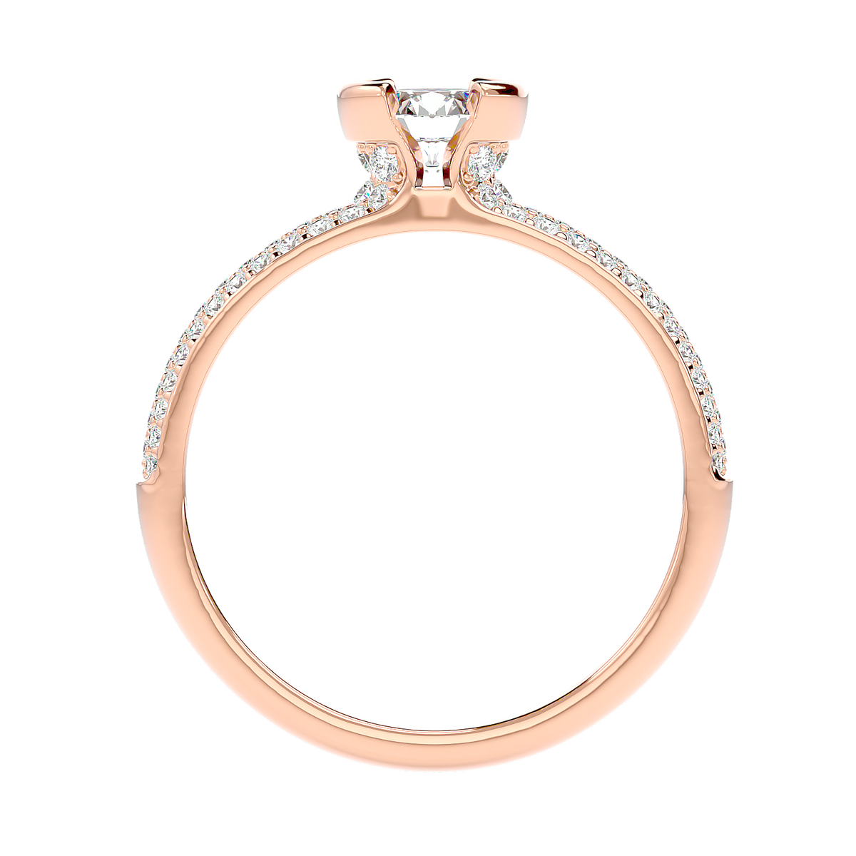 Curved Prong Pave Diamond Ring