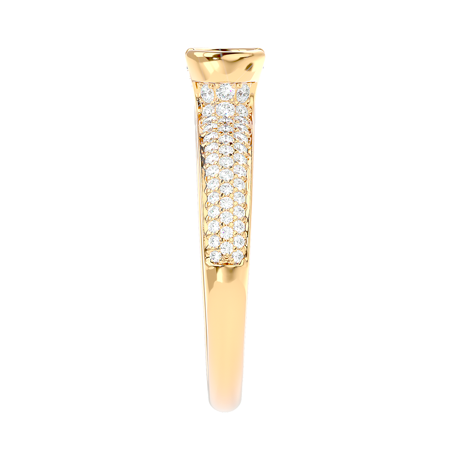 Curved Prong Pave Diamond Ring