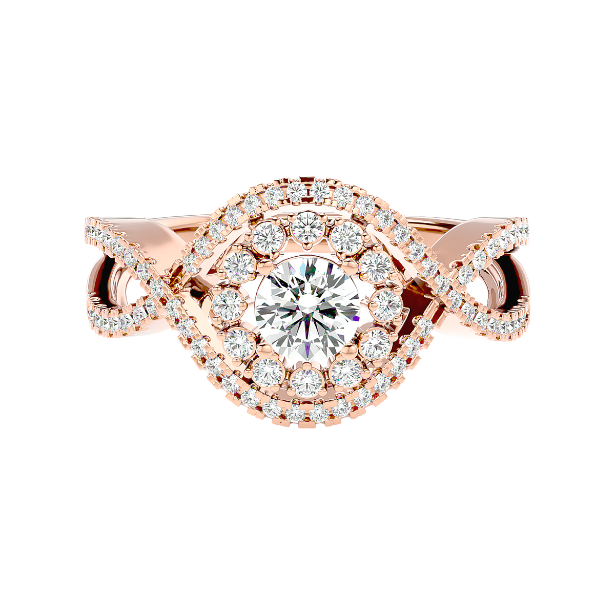 Twisted Halo Diamond Ring