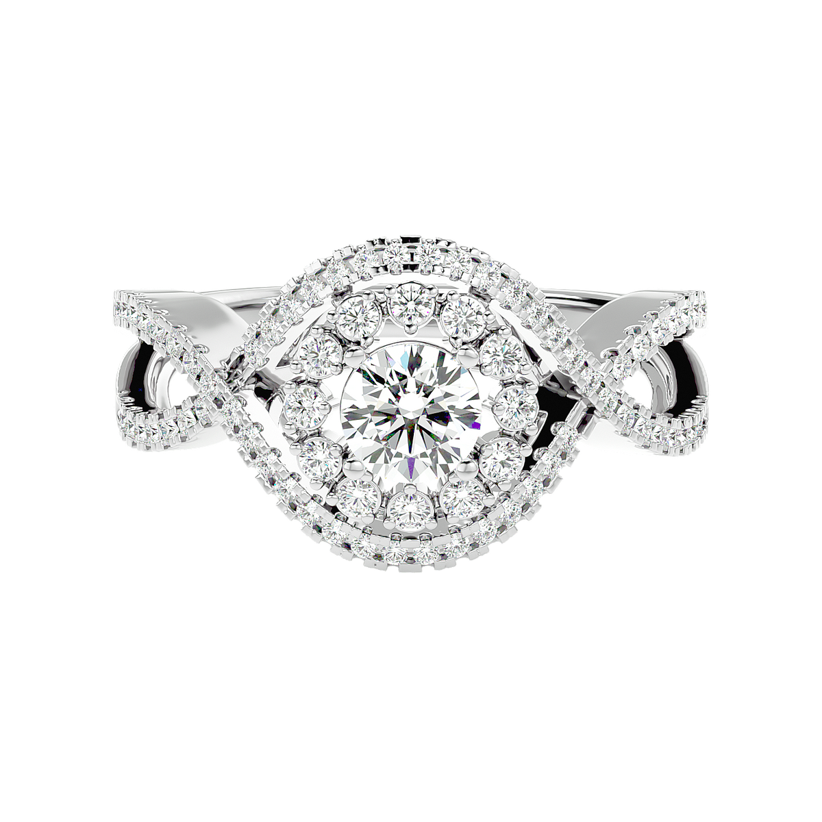Twisted Halo Diamond Ring