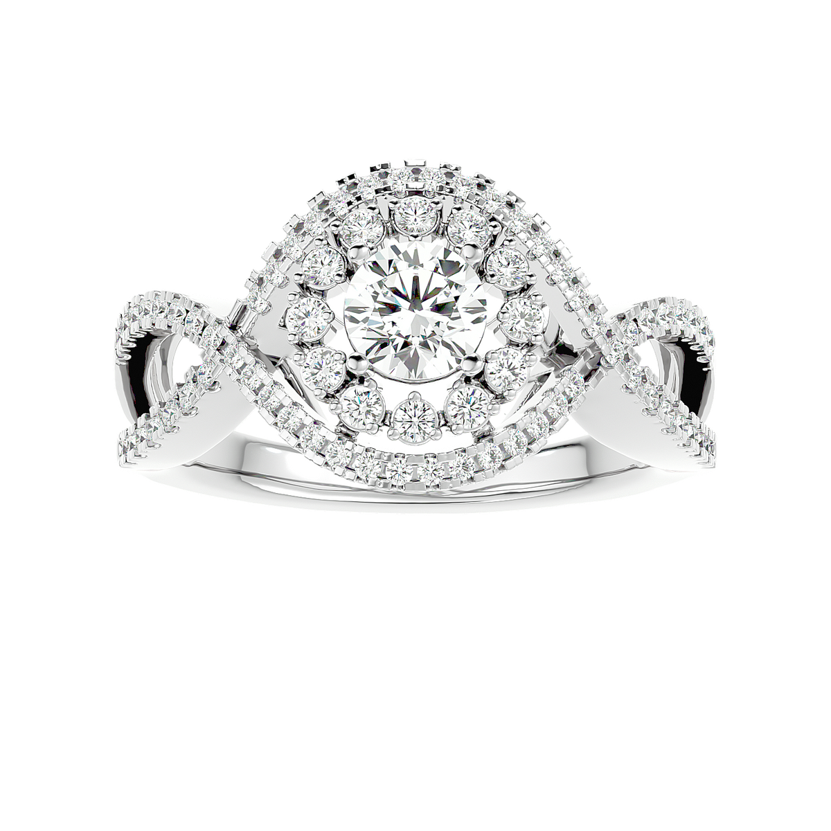 Twisted Halo Diamond Ring