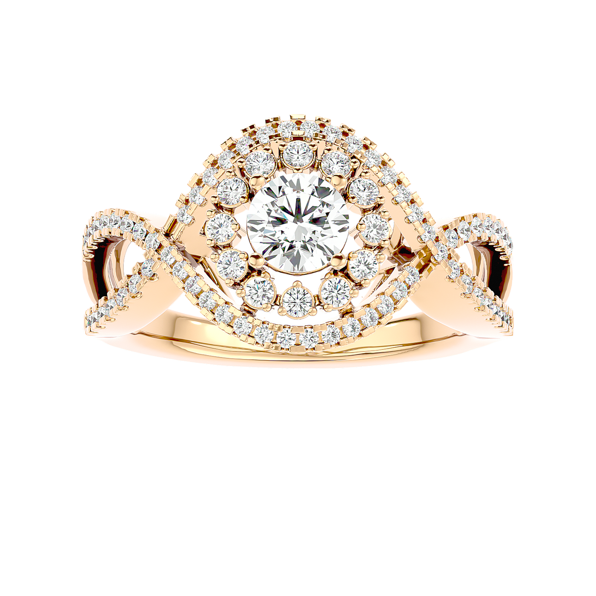 Twisted Halo Diamond Ring