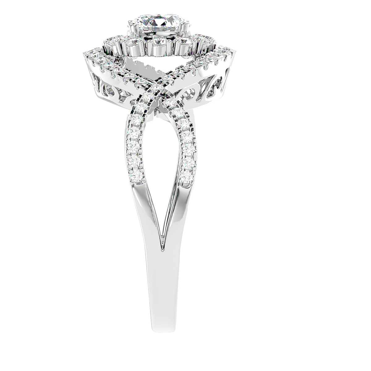 Twisted Halo Diamond Ring