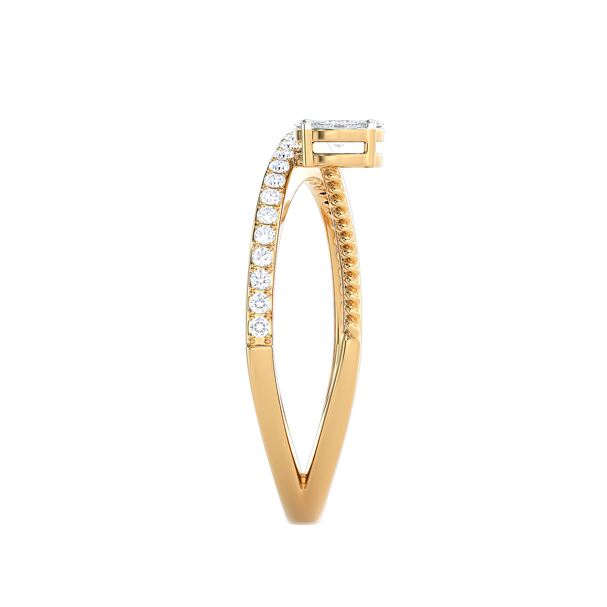 Crossover Rope Detail Diamond Ring