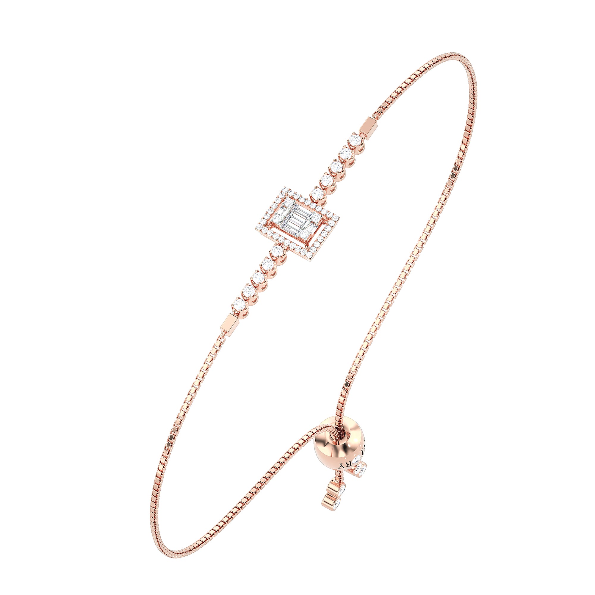 Gold Diamond Halo Adjustable Bracelet.