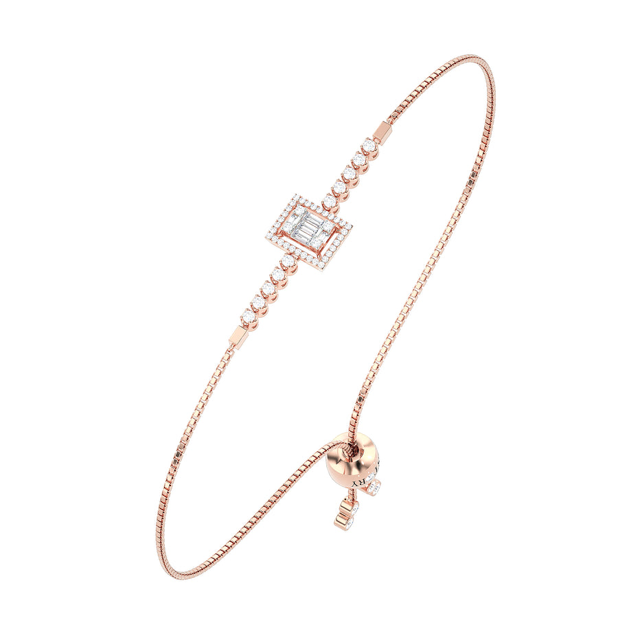 Gold Diamond Halo Adjustable Bracelet.