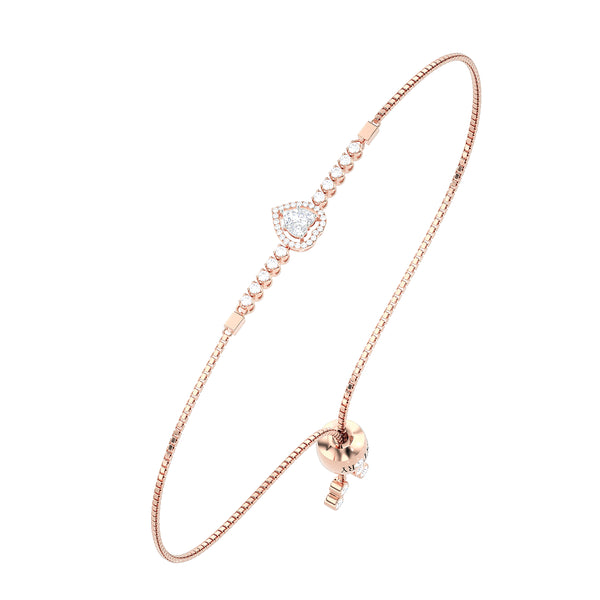 Pear-Shape Halo Diamond Bolo Bracelet