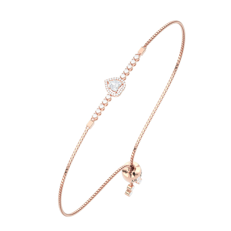 Pear-Shape Halo Diamond Bolo Bracelet