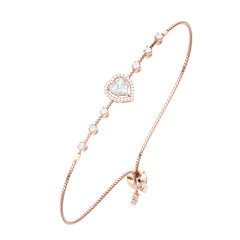 Heart-Shape Halo Diamond Bolo Bracelet