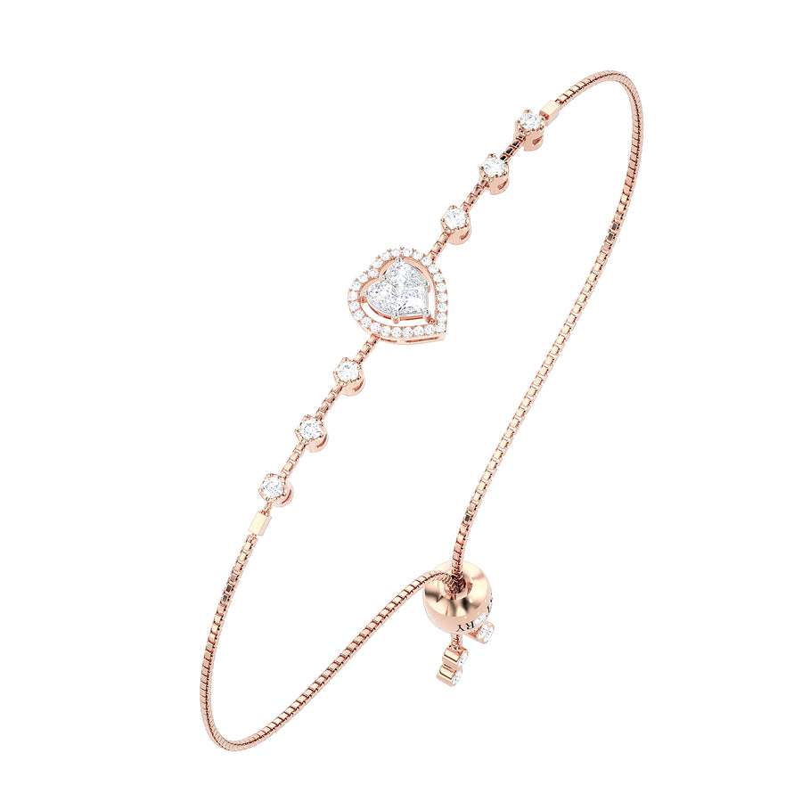 Heart-Shape Halo Diamond Bolo Bracelet