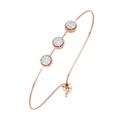 Triple Round Halo Diamond Bolo Bracelet