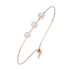 Triple Cushion Halo Diamond Bolo Bracelet