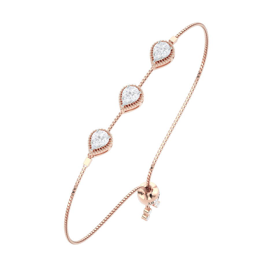 Triple Pear Halo Diamond Bolo Bracelet