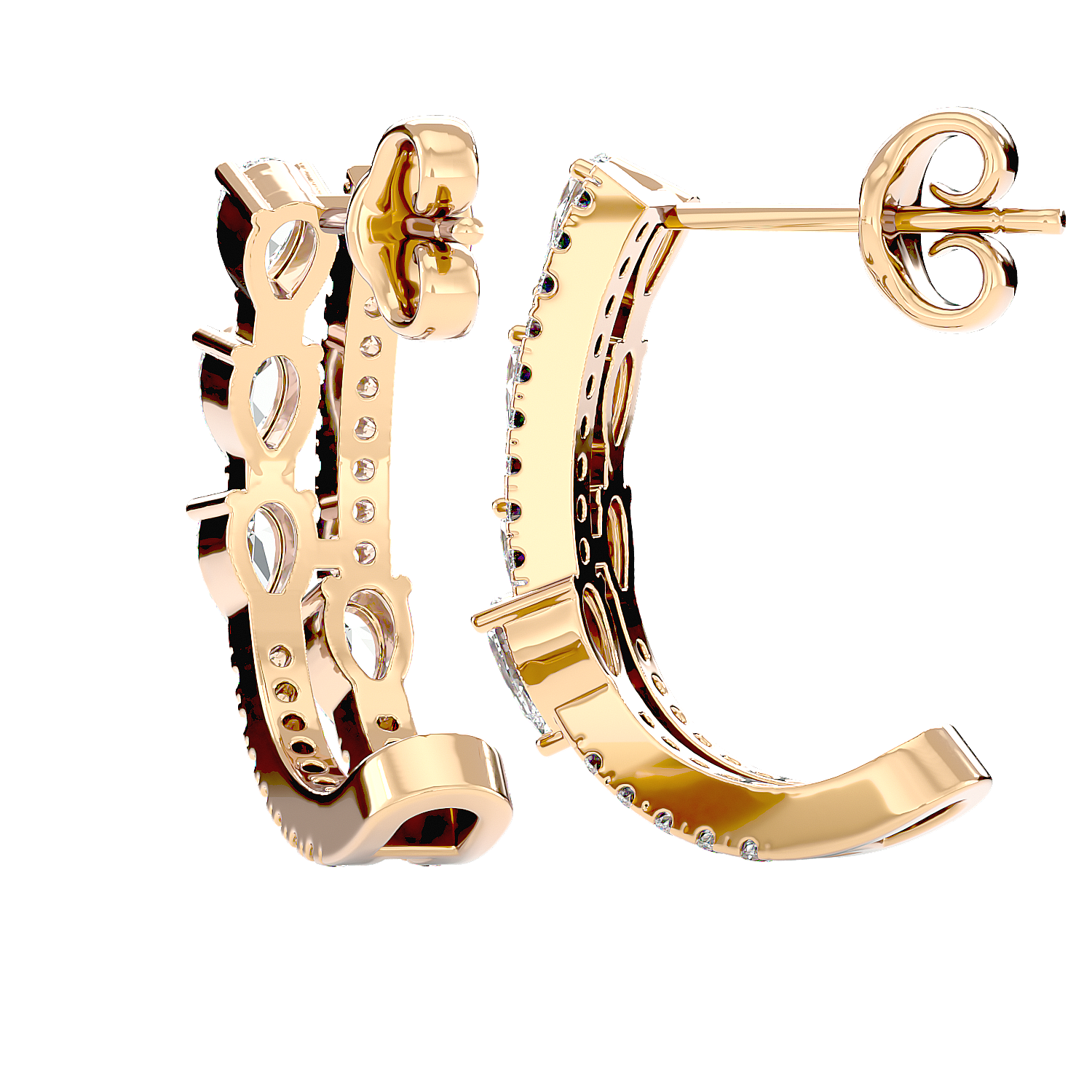Marquise Diamond Hoop Earrings
