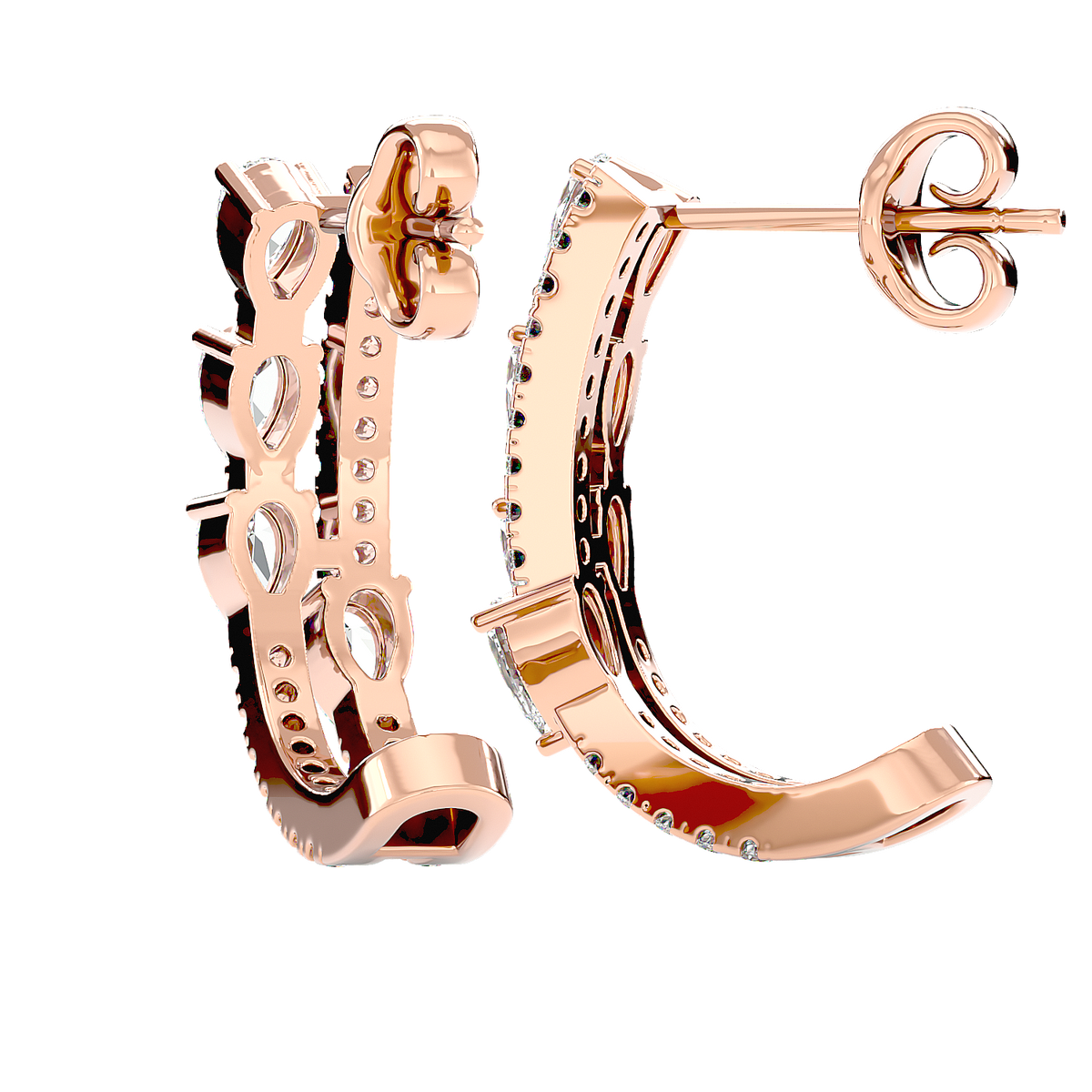 Marquise Diamond Hoop Earrings
