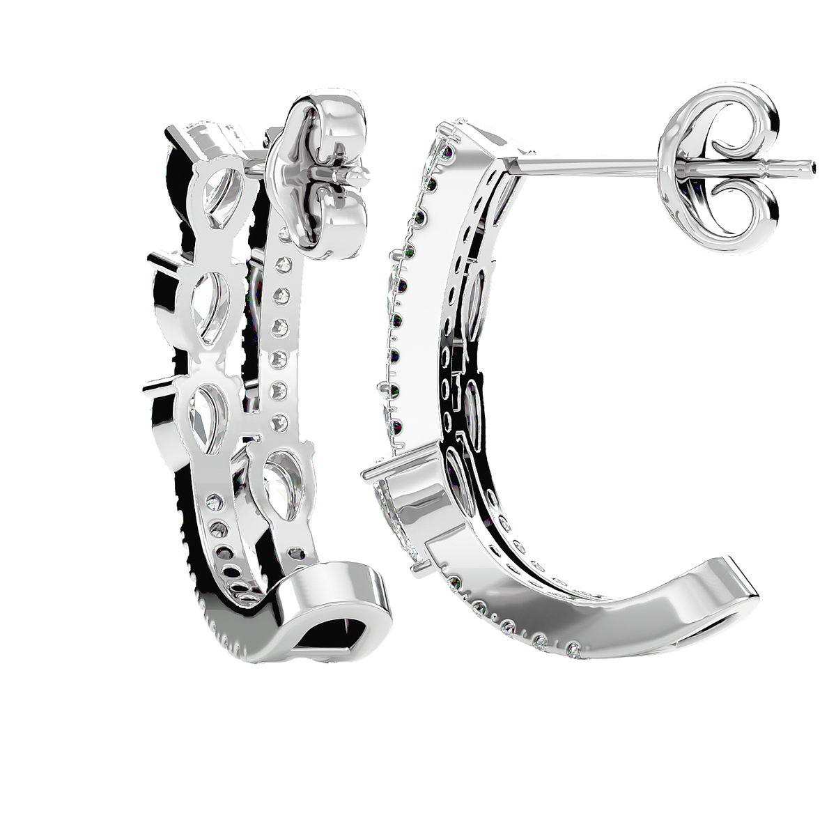 Marquise Diamond Hoop Earrings