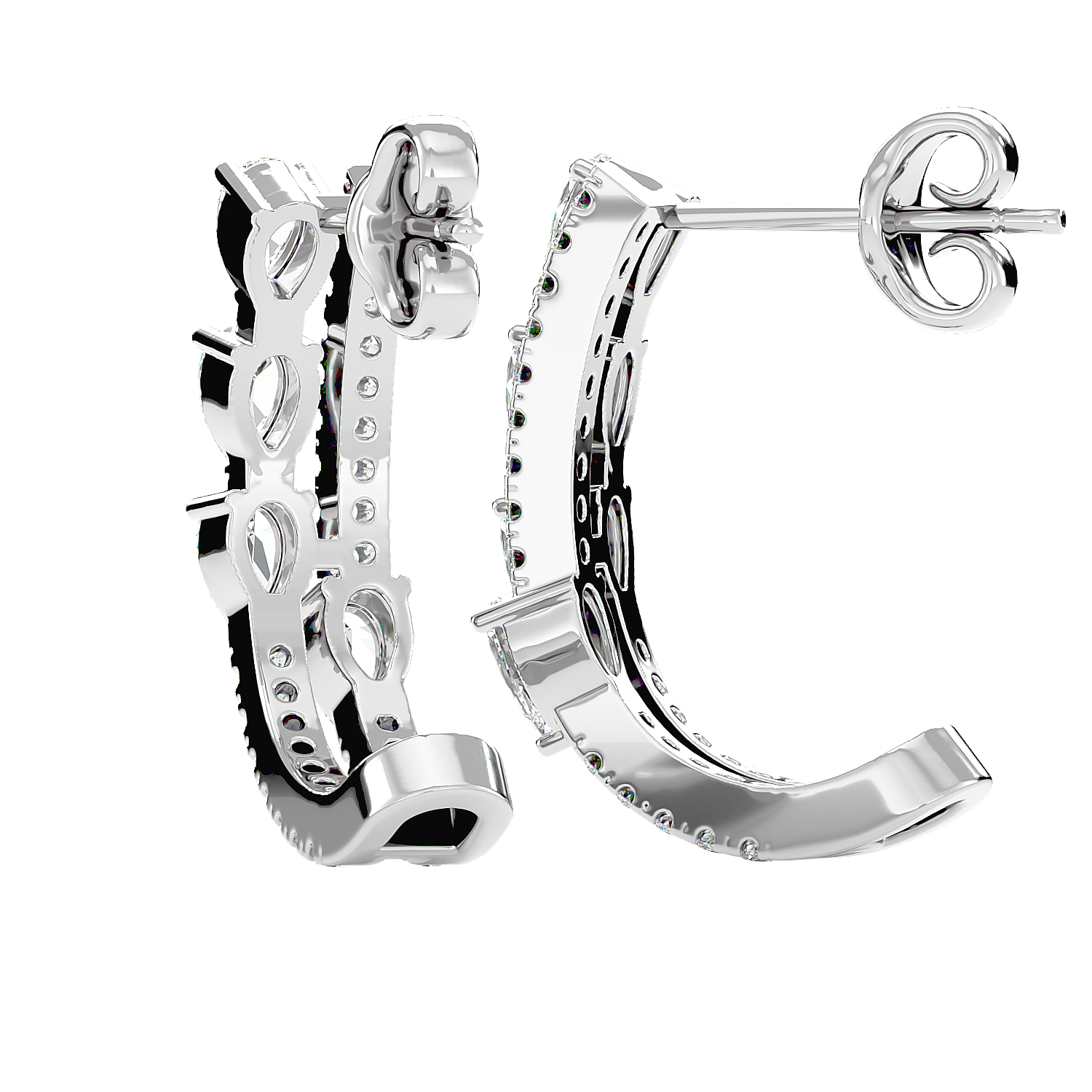 Marquise Diamond Hoop Earrings