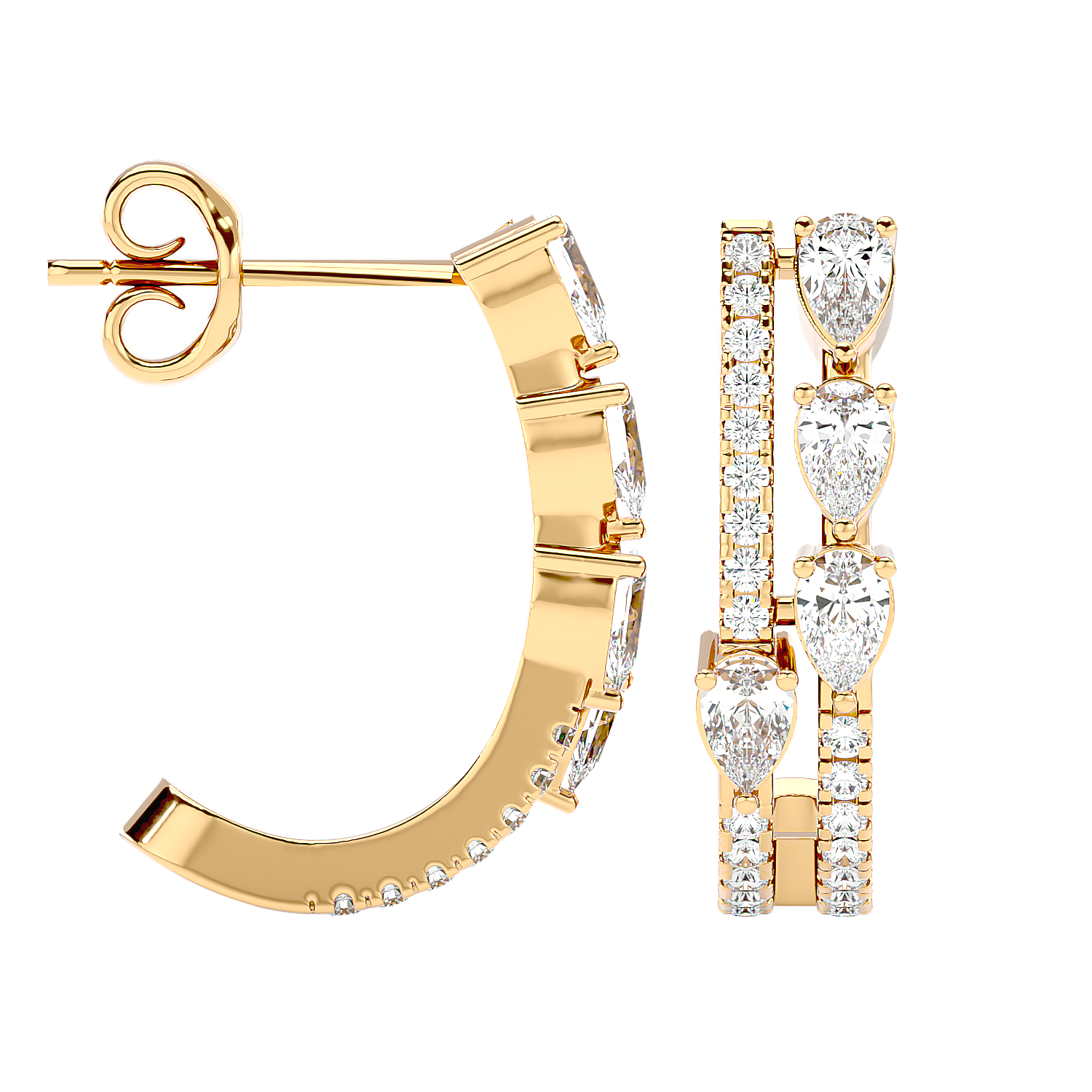 Marquise Diamond Hoop Earrings