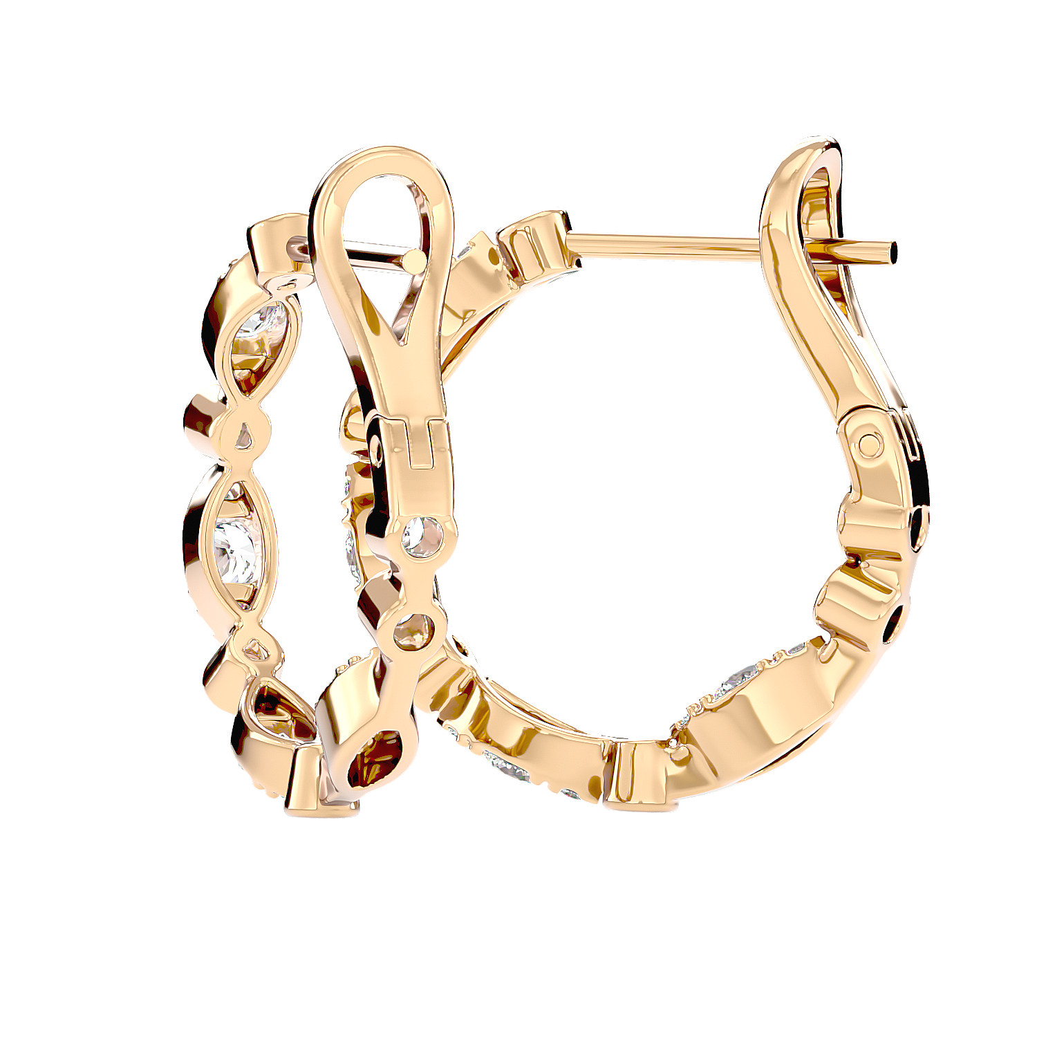 Bezel Set Diamond Hoop Earrings