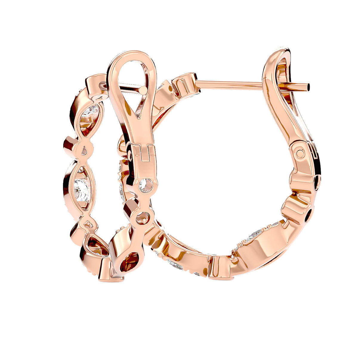 Bezel Set Diamond Hoop Earrings