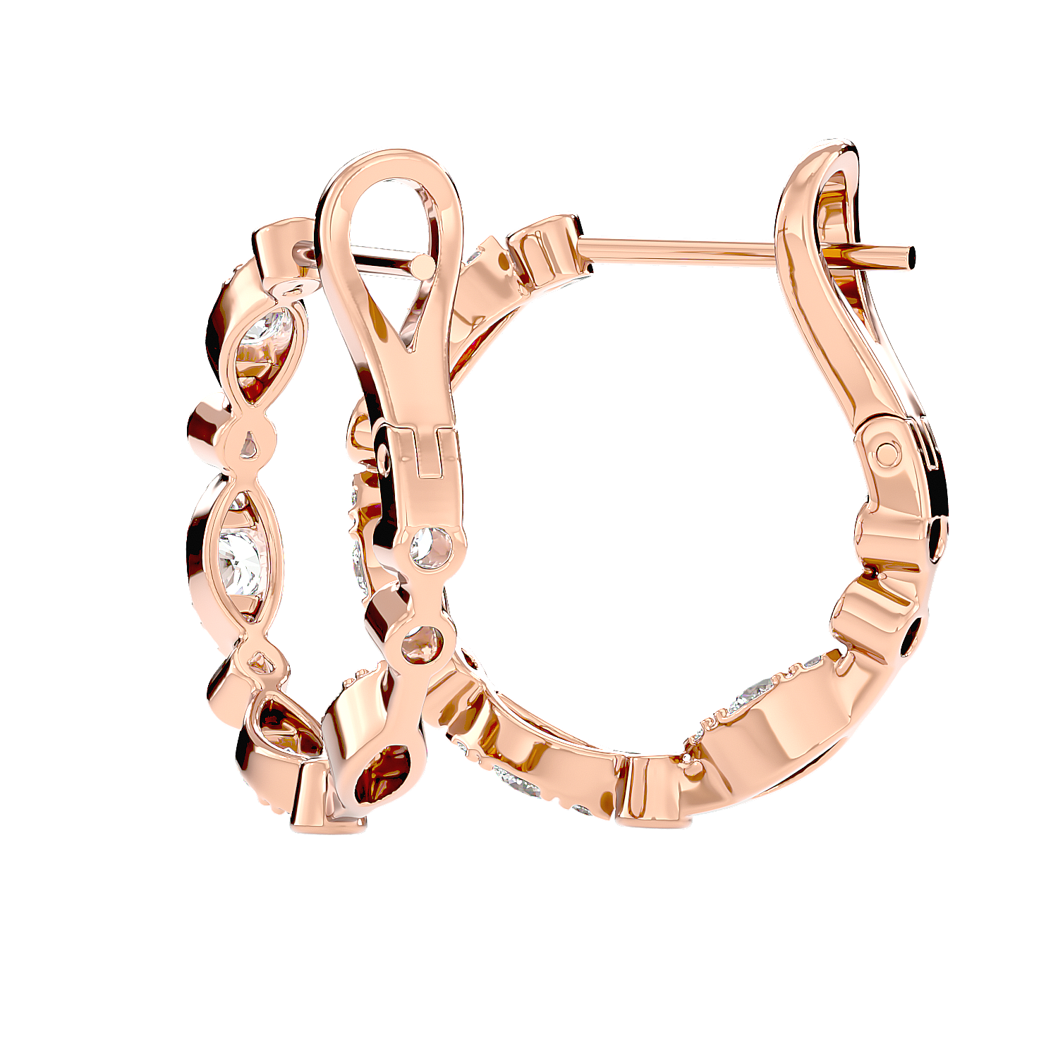 Bezel Set Diamond Hoop Earrings