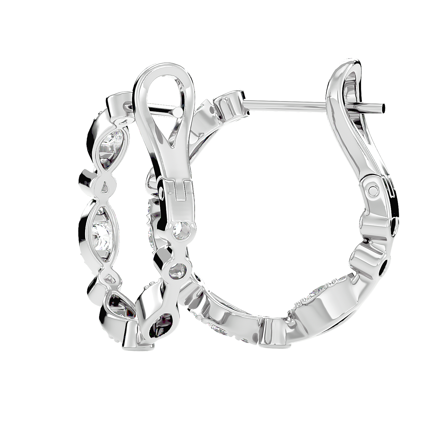 Bezel Set Diamond Hoop Earrings