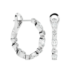 Bezel Set Diamond Hoop Earrings