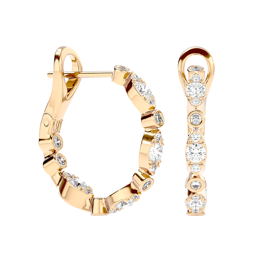 Bezel Set Diamond Hoop Earrings