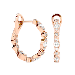 Bezel Set Diamond Hoop Earrings