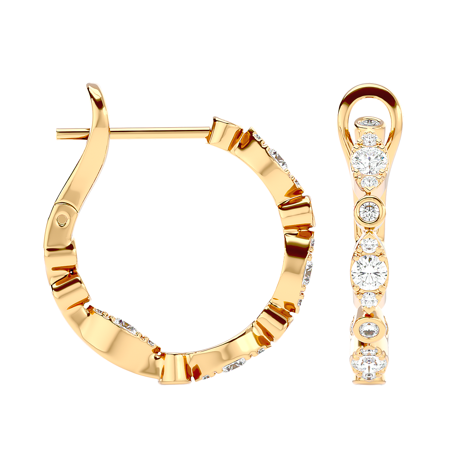 Bezel Set Diamond Hoop Earrings