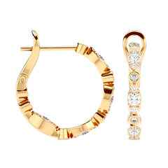 Bezel Set Diamond Hoop Earrings