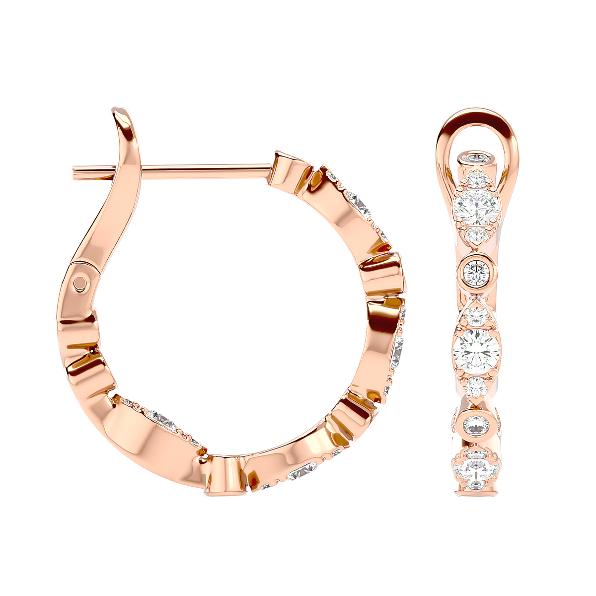 Bezel Set Diamond Hoop Earrings