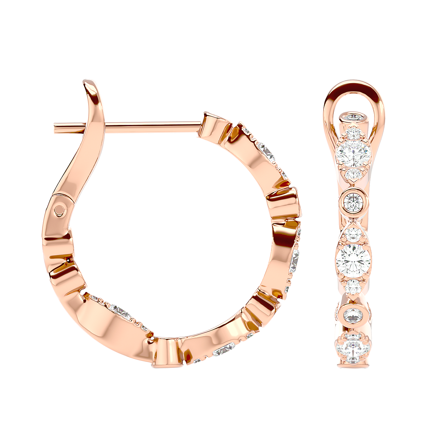 Bezel Set Diamond Hoop Earrings