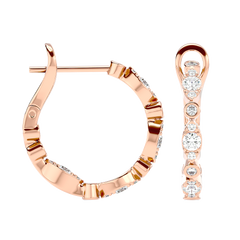 Bezel Set Diamond Hoop Earrings