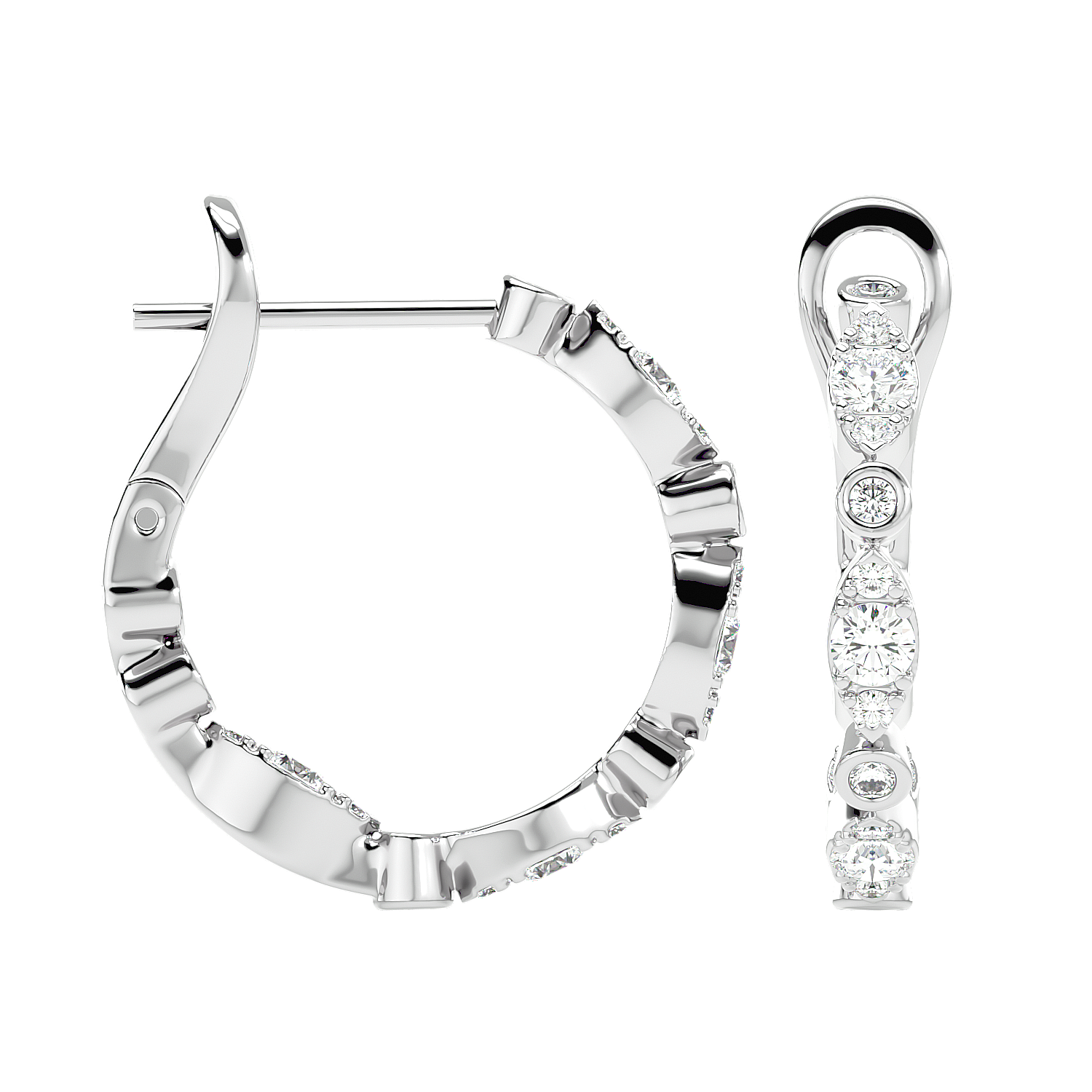 Bezel Set Diamond Hoop Earrings