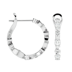 Bezel Set Diamond Hoop Earrings