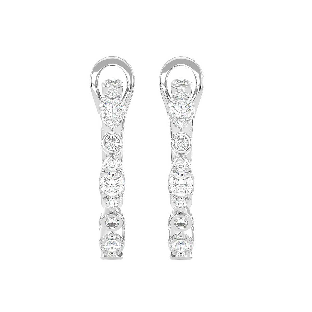 Bezel Set Diamond Hoop Earrings