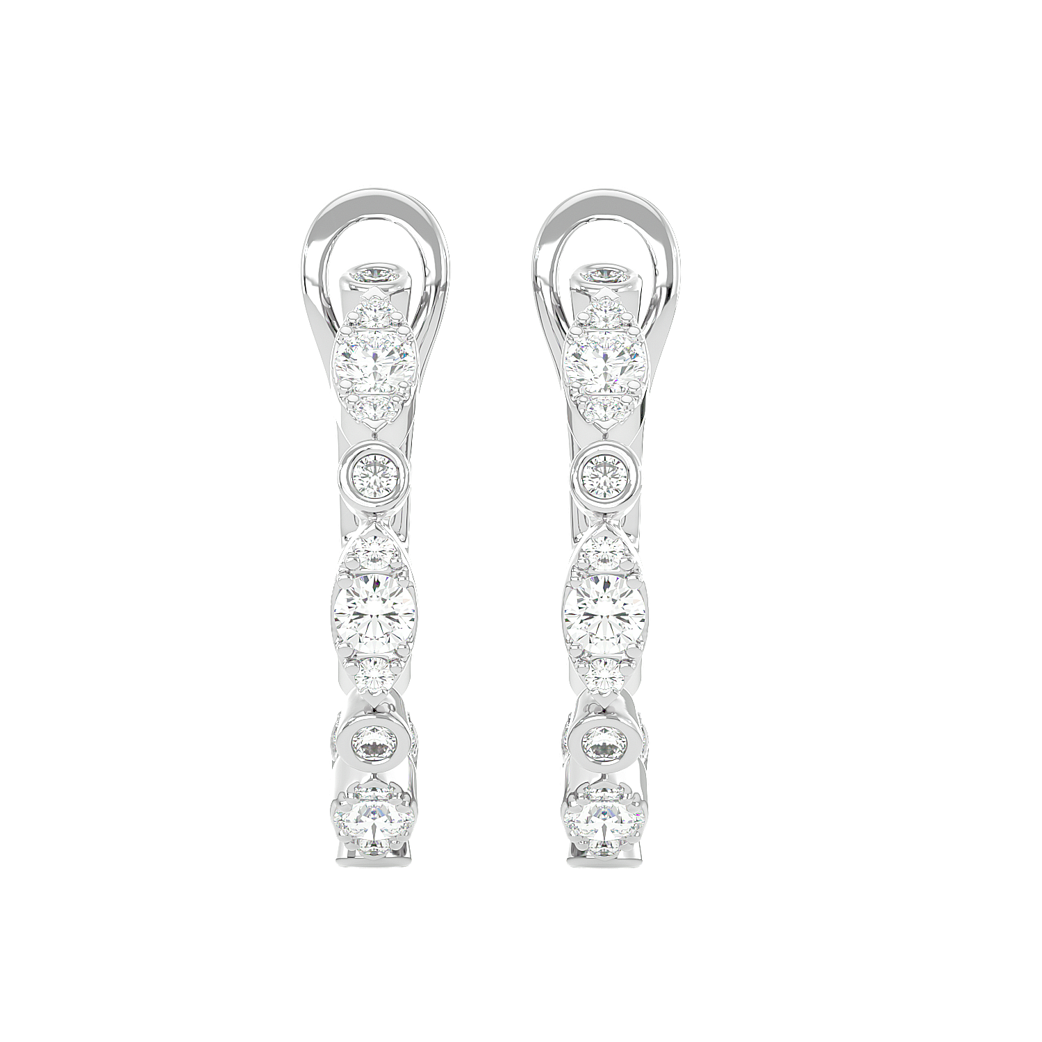 Bezel Set Diamond Hoop Earrings