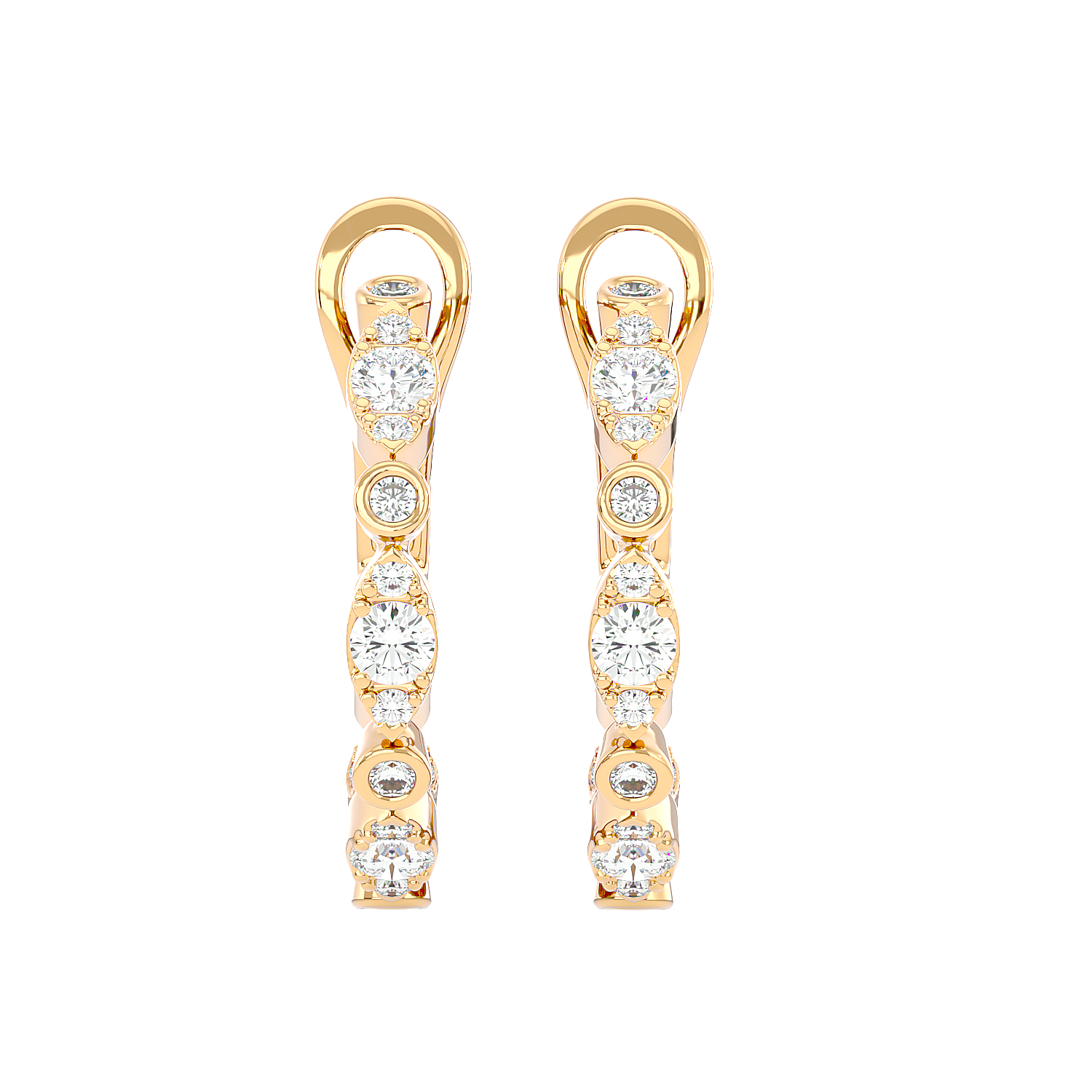 Bezel Set Diamond Hoop Earrings