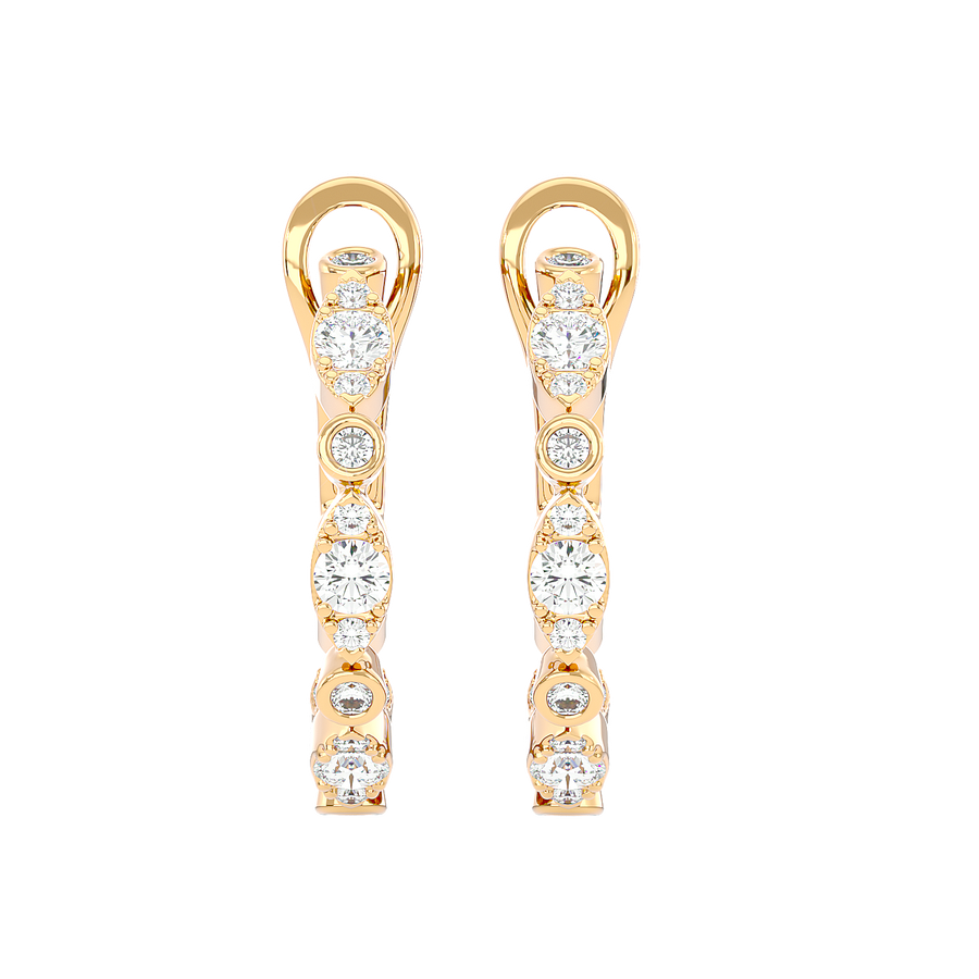 Bezel Set Diamond Hoop Earrings