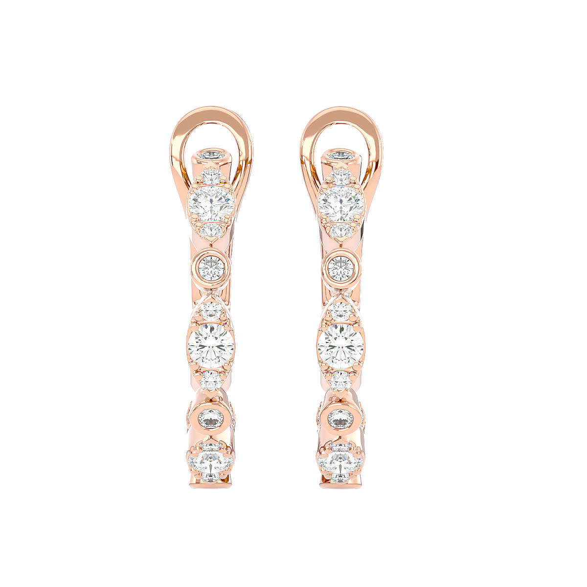 Bezel Set Diamond Hoop Earrings