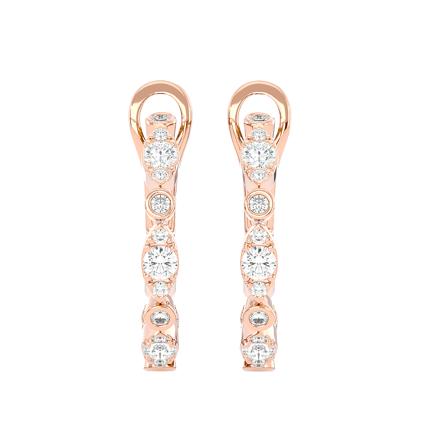 Bezel Set Diamond Hoop Earrings