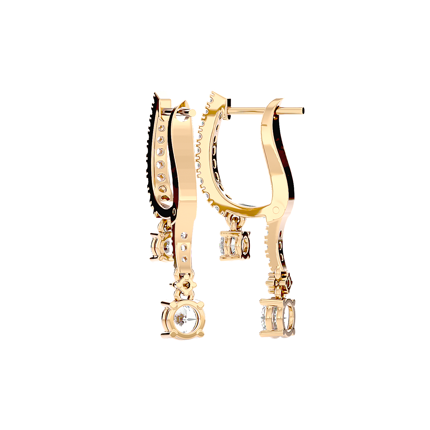 Diamond Drop Huggie Earrings