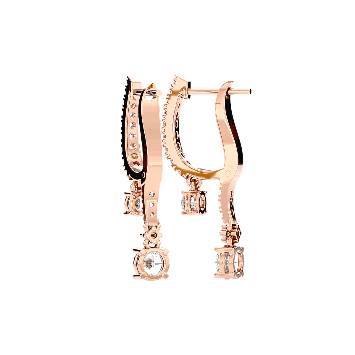 Diamond Drop Huggie Earrings